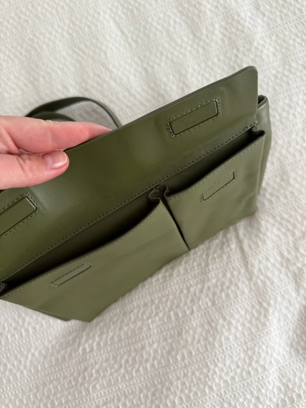 COS Olive Green Leather Crossbody Shoulder Bag